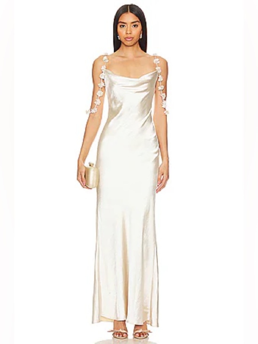 SELF-PORTRAIT Satin Flower Cowl Neck Evening Gown Sz 2